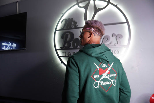 Mr. Bowtie's hoodie with embroidered back logo