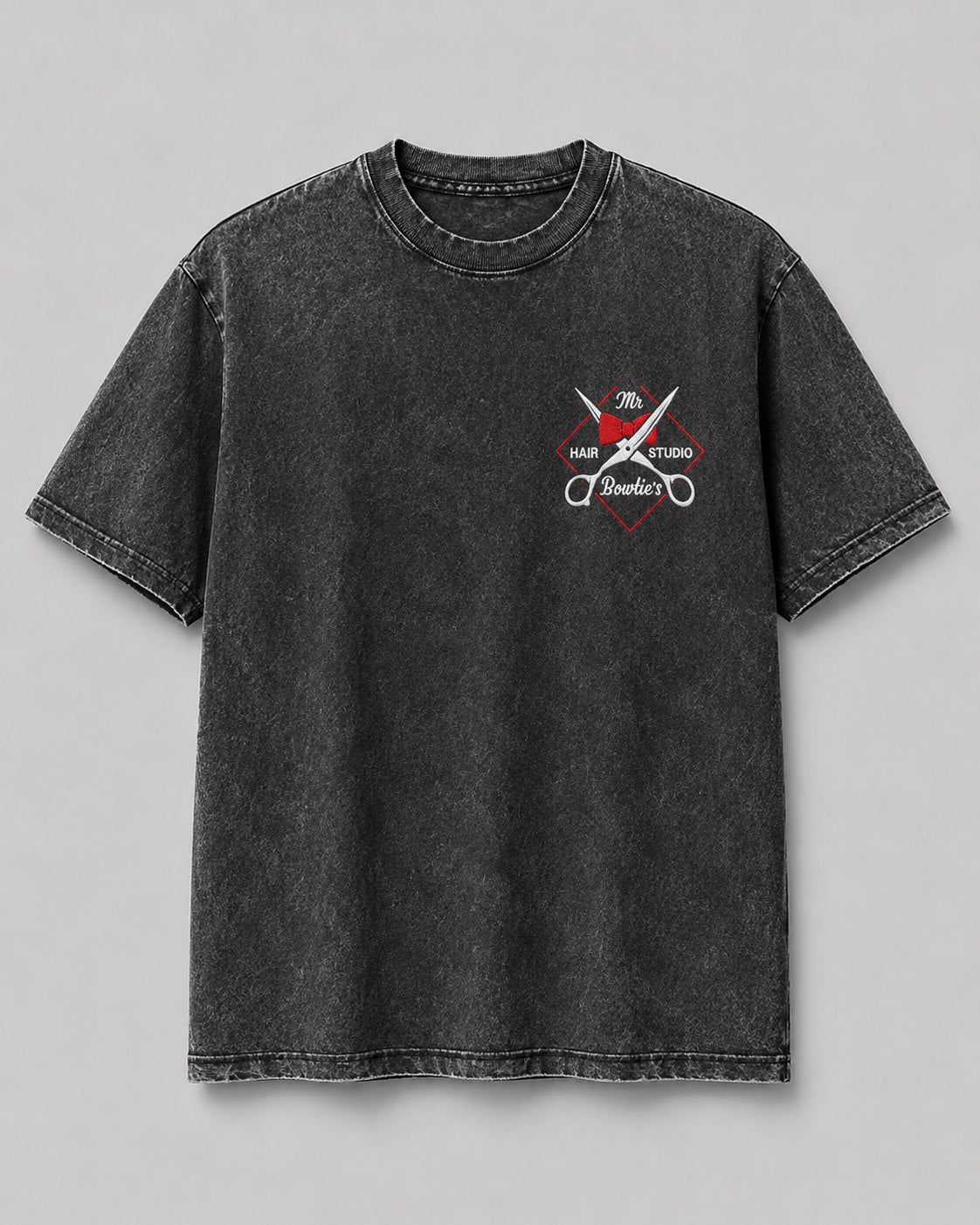 Mr. Bowtie's Distressed T-Shirt with embroidered logo