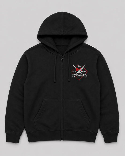 Mr. Bowtie's Zip-Up Hoodie with embroidered logo